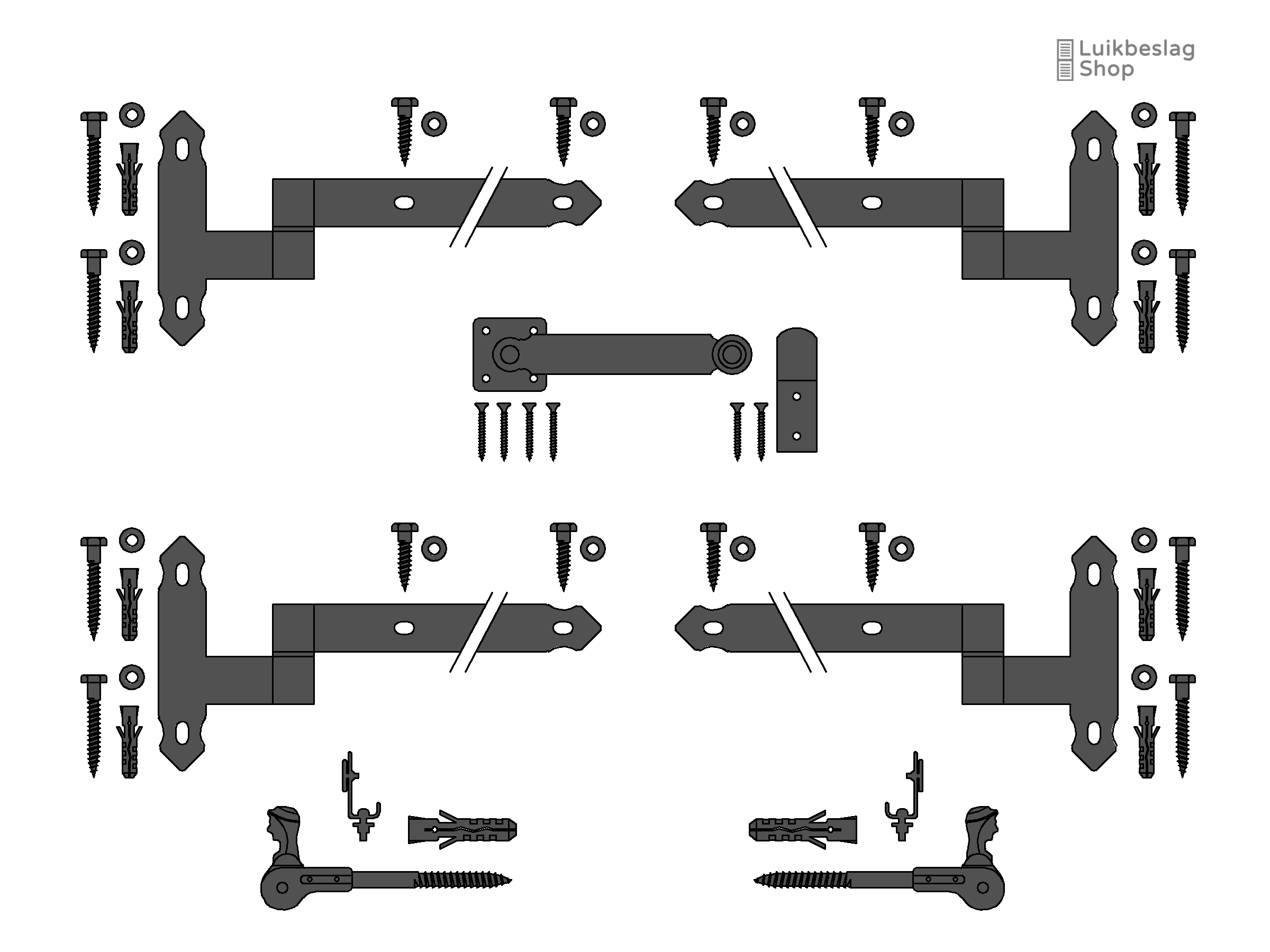Set Oudhollands luikbeslag dubbel luik staatheng.