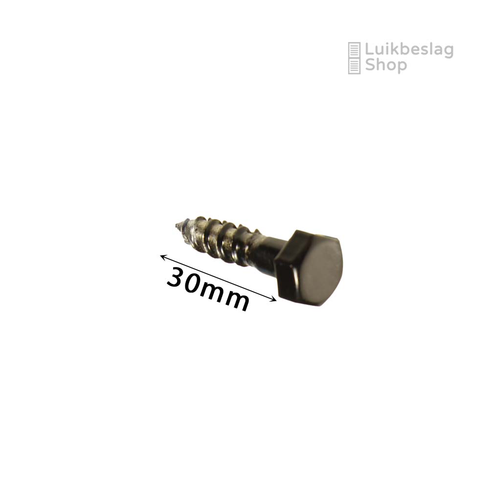 Houtdraadbout M8 rvs zwart lengte 30mm