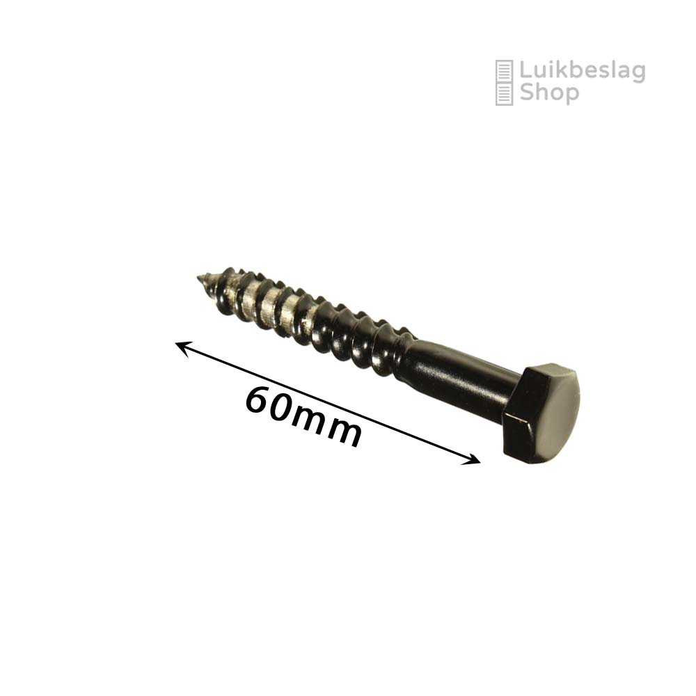 Houtdraadbout M8 rvs zwart lengte 60mm